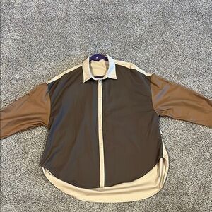 Fashion Nova Brown and Tan Colorblock Top